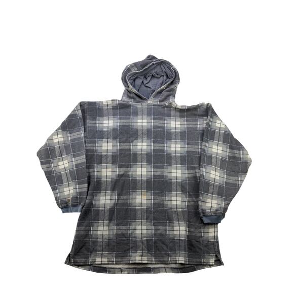 Mens Sedan Clothing Hoodie Sweatshirt Size L Pullover Black Grid Pattern - Picture 1 of 10